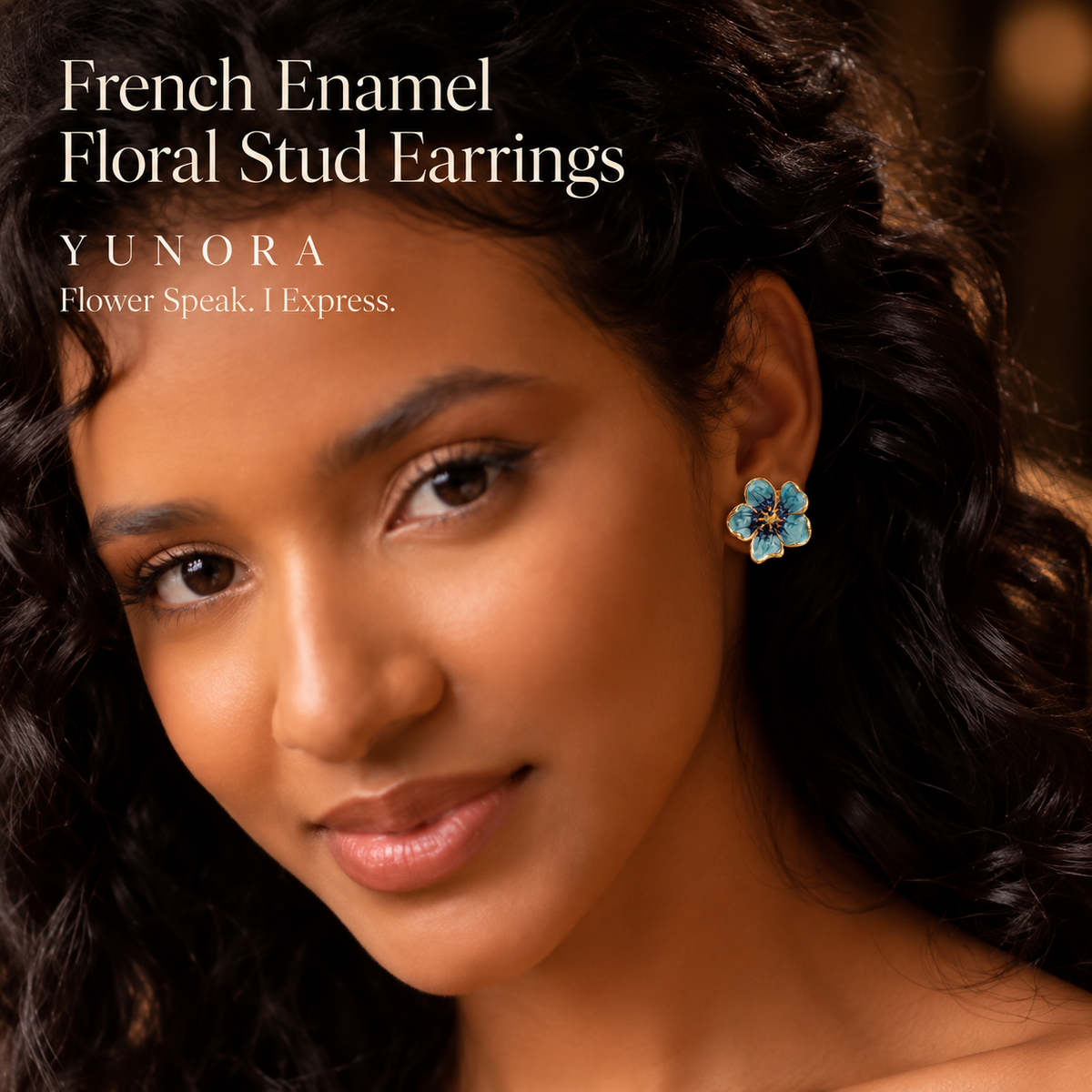 French Enamel Floral Stud Earrings