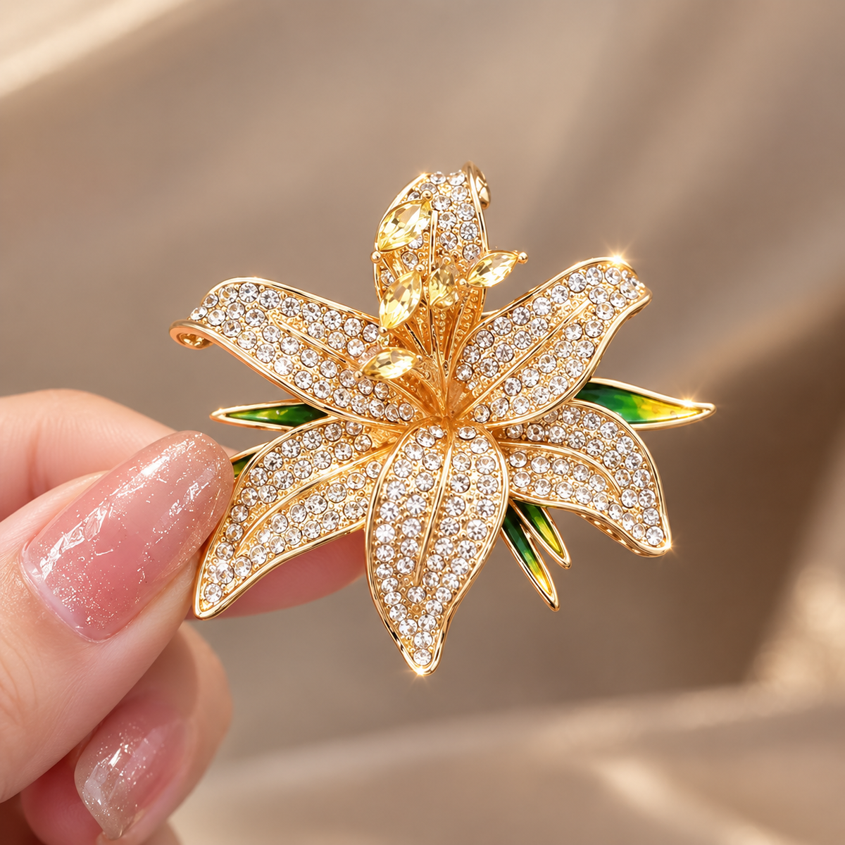 Luminous Lily Crystal Brooch