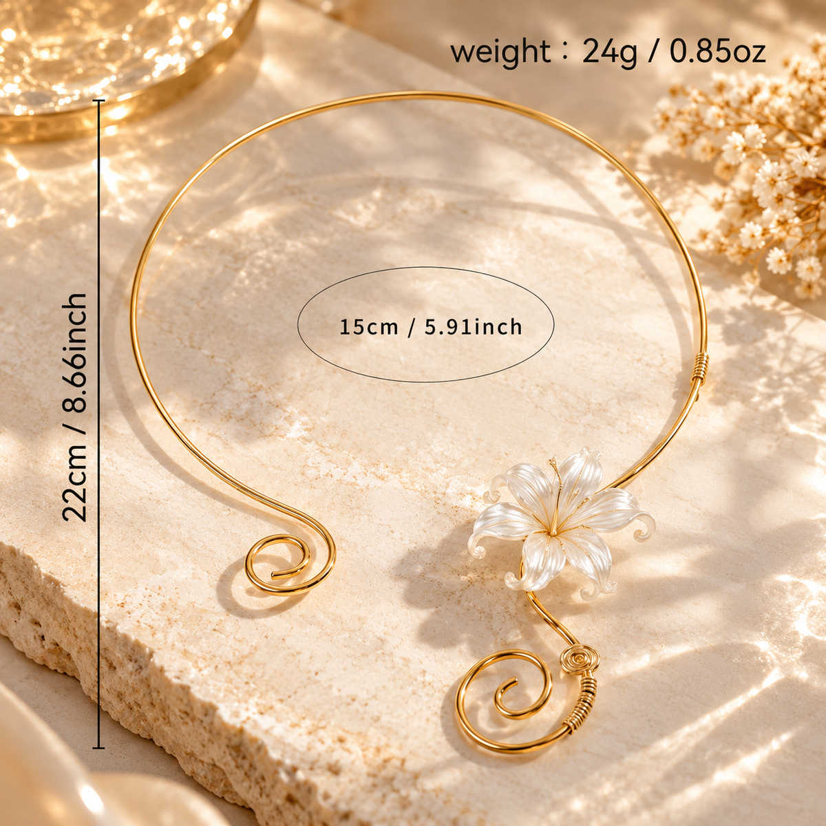 Pearl Shell Blossom Collar & Arm Cuff Set