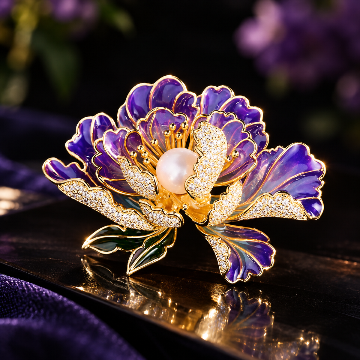 Pearl Iridescent Peony Bloom Brooch