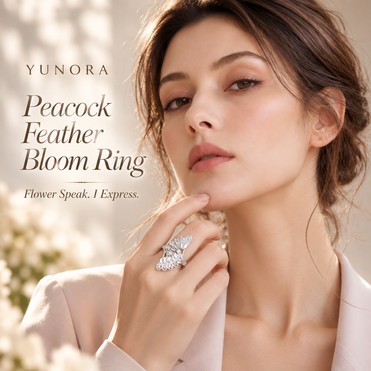 Peacock Feather Bloom Ring