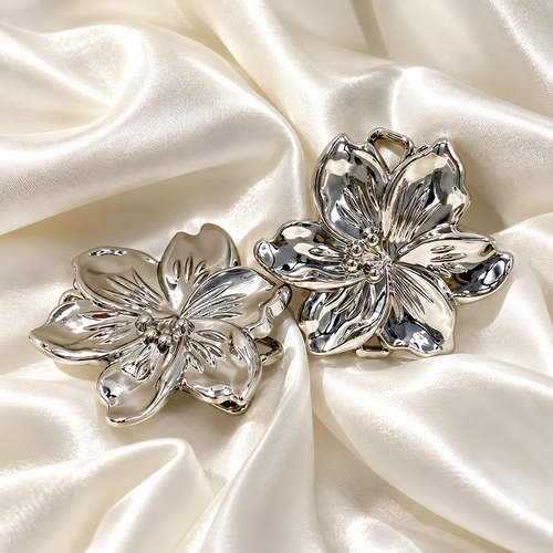 Blooming Elegance Double-Bar Floral Scarf Clip
