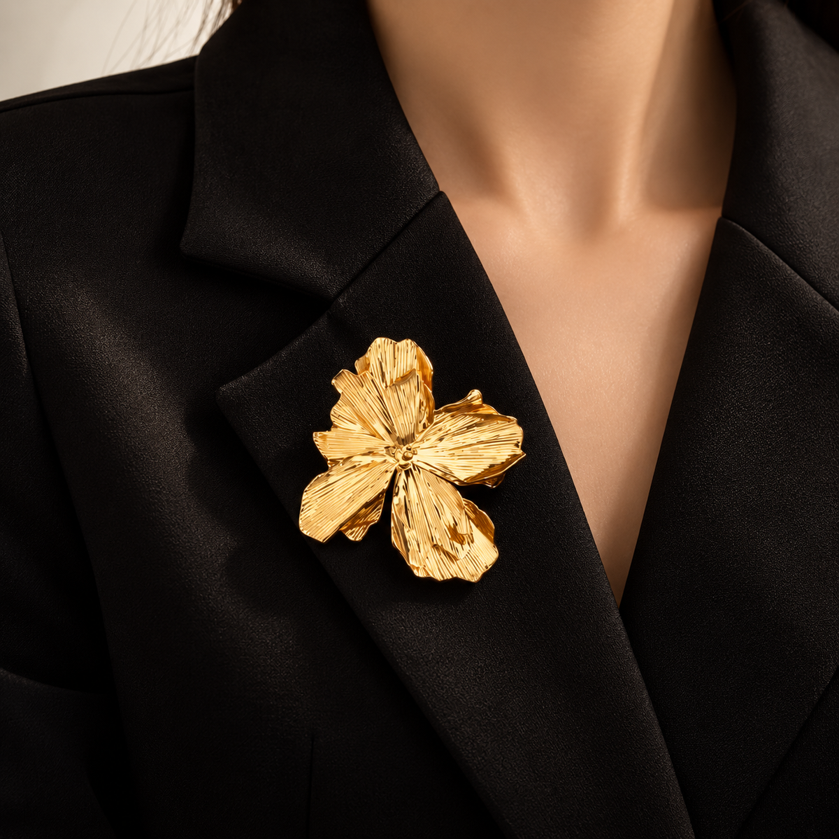 Textured Brushed Petal Brooch