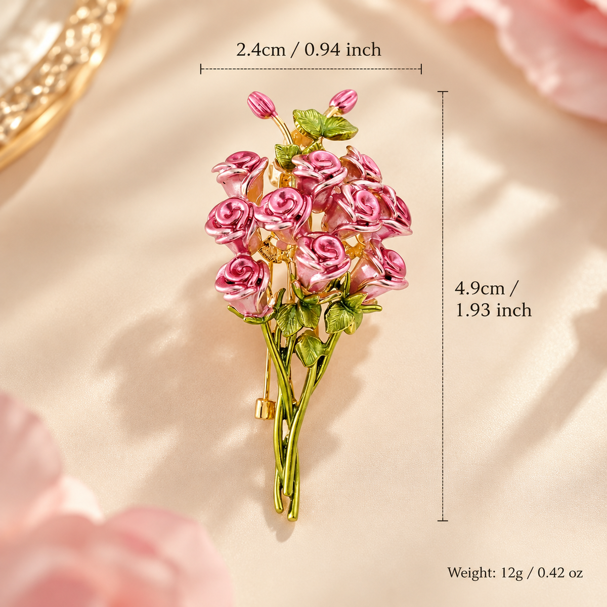 Pink Rose Bouquet Brooch