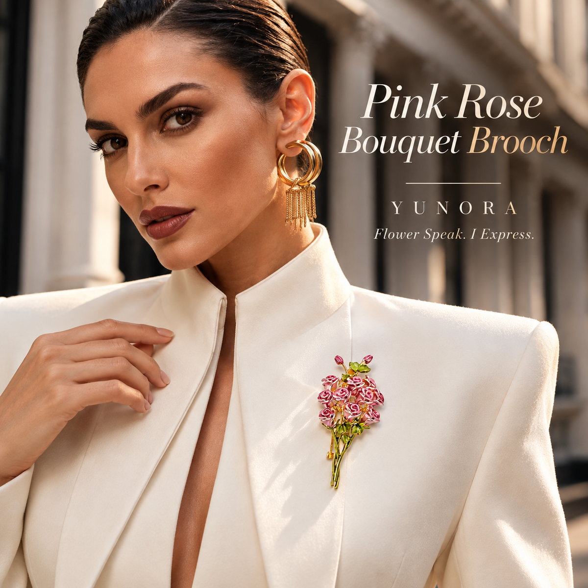 Pink Rose Bouquet Brooch