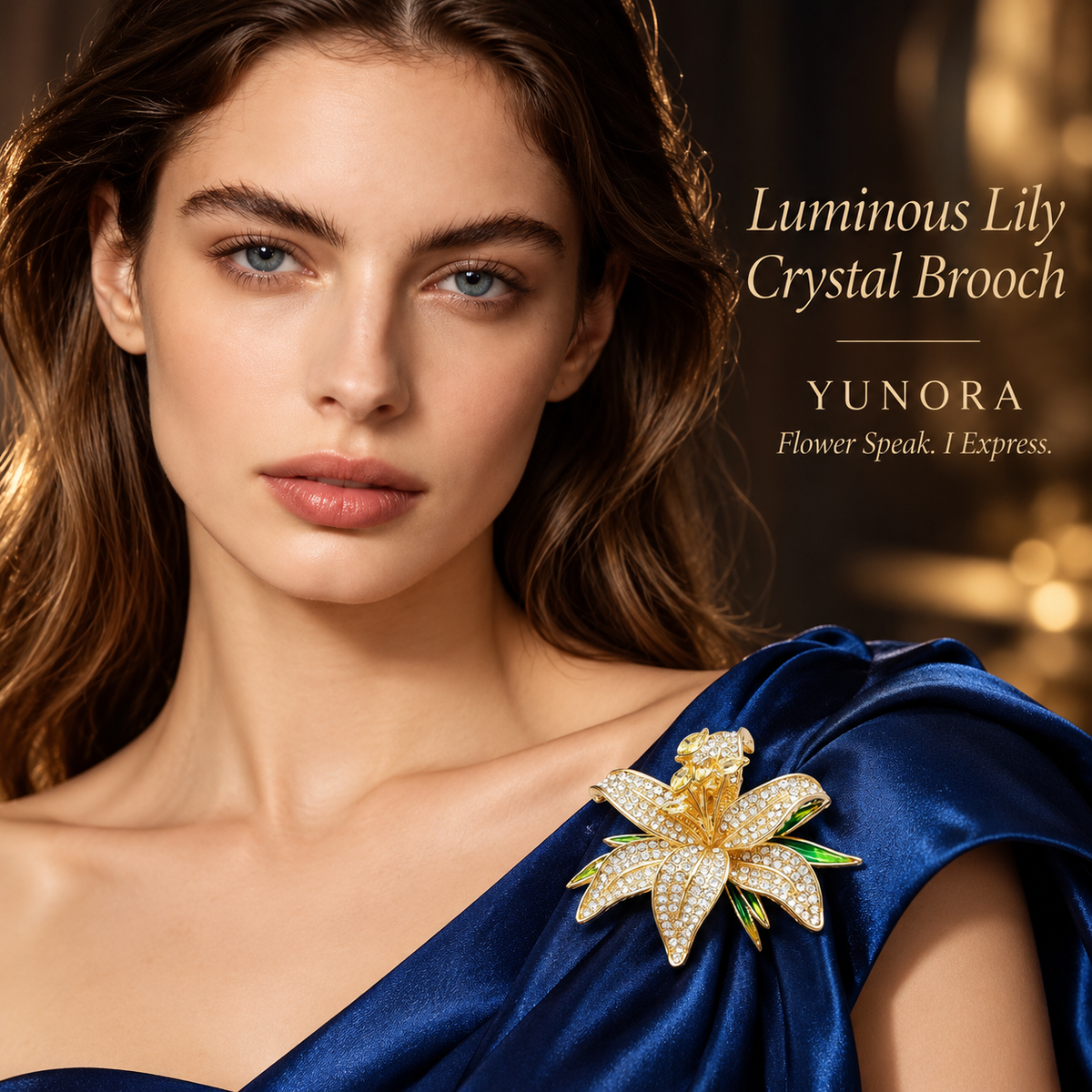 Luminous Lily Crystal Brooch