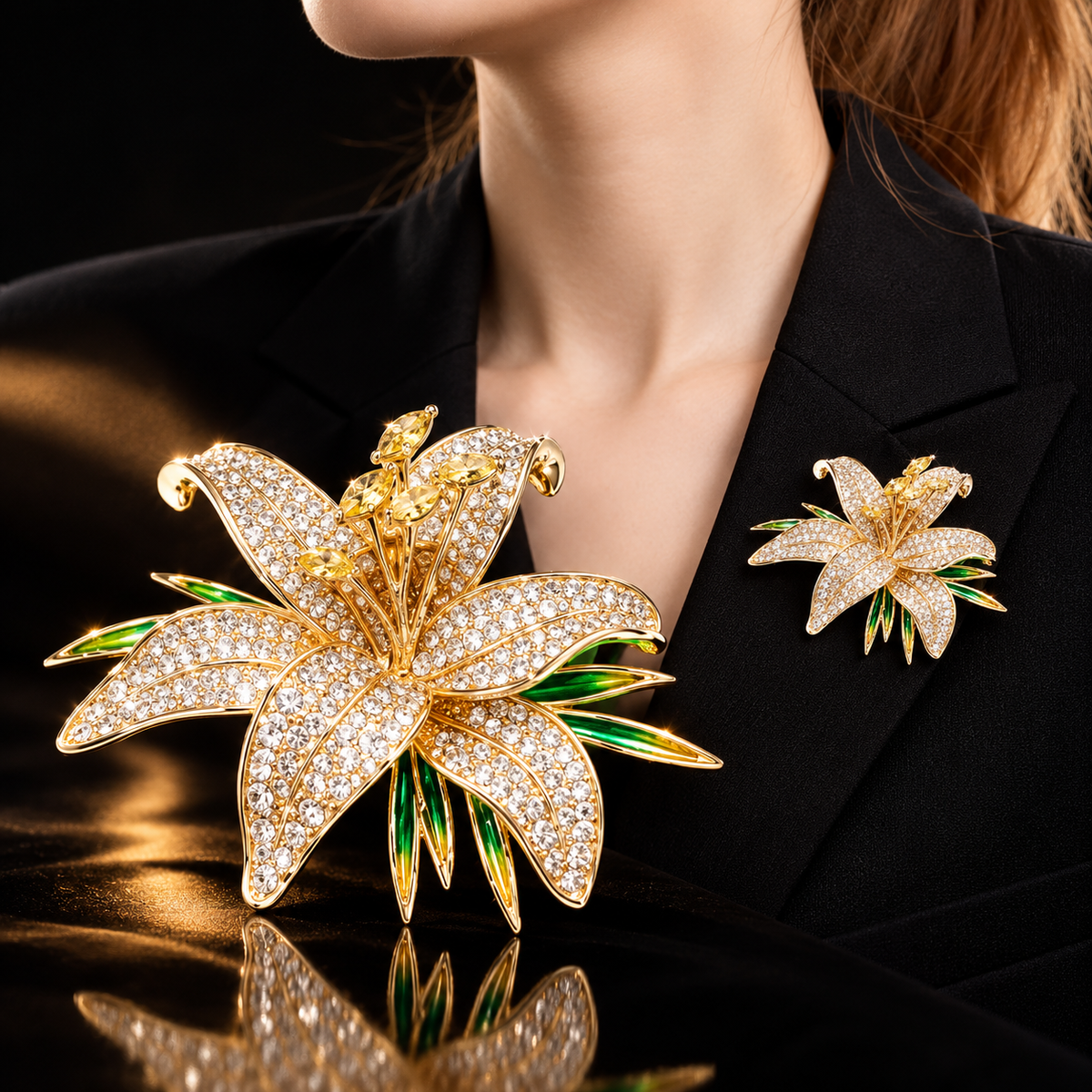 Luminous Lily Crystal Brooch