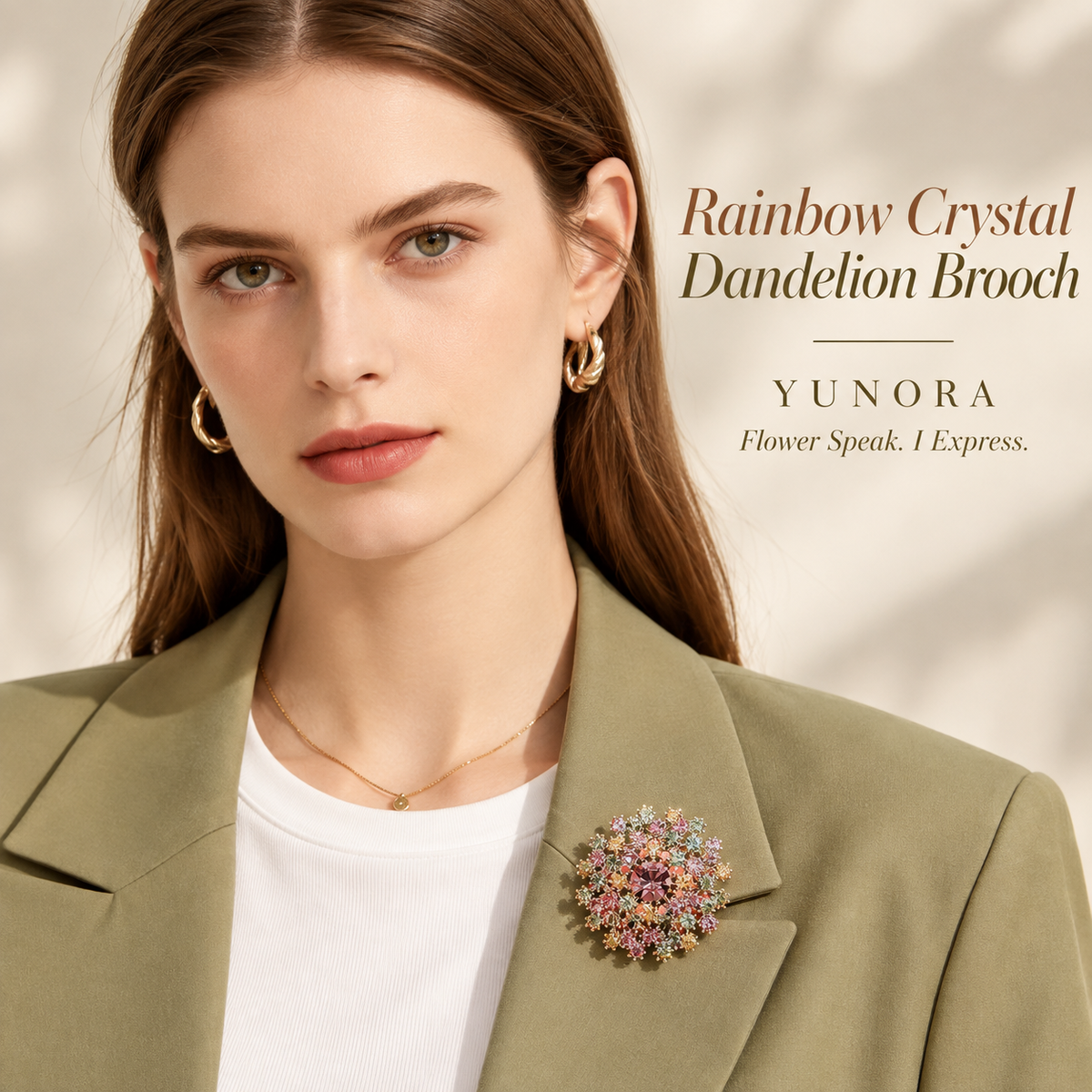 Rainbow Crystal Dandelion Brooch
