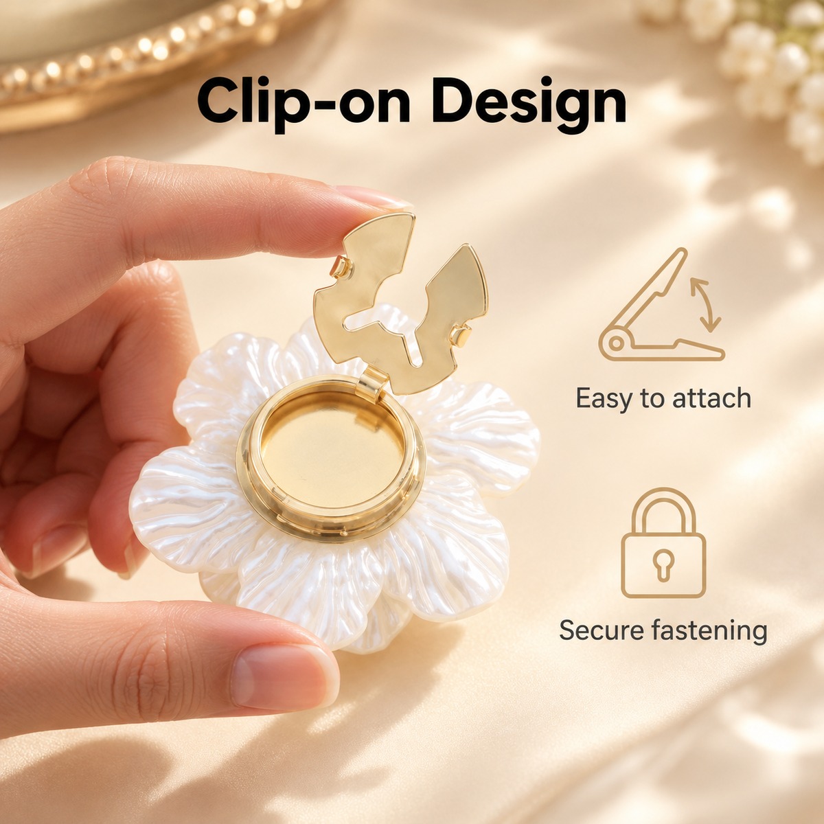 Double-Layer Camellia Pearl Button Set