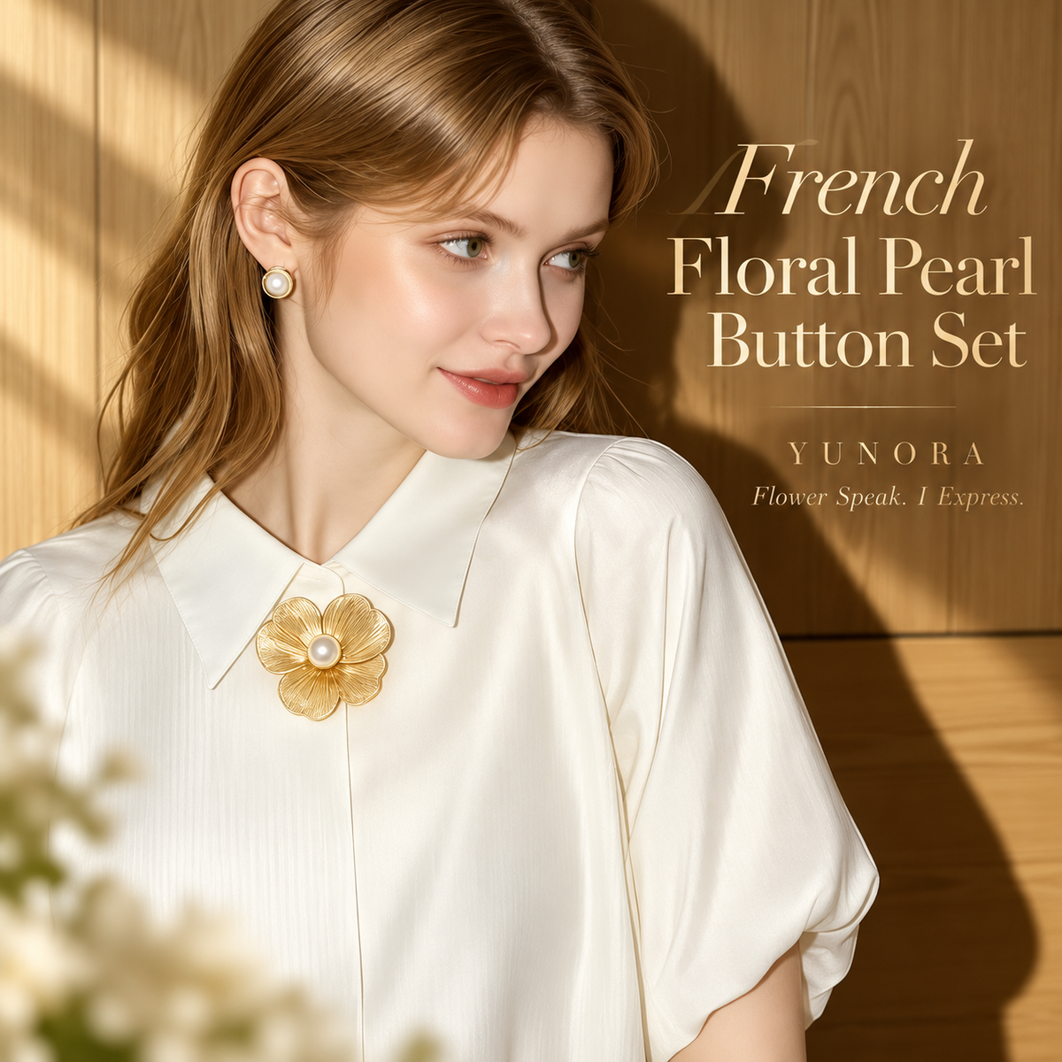 French Floral Pearl Button Set