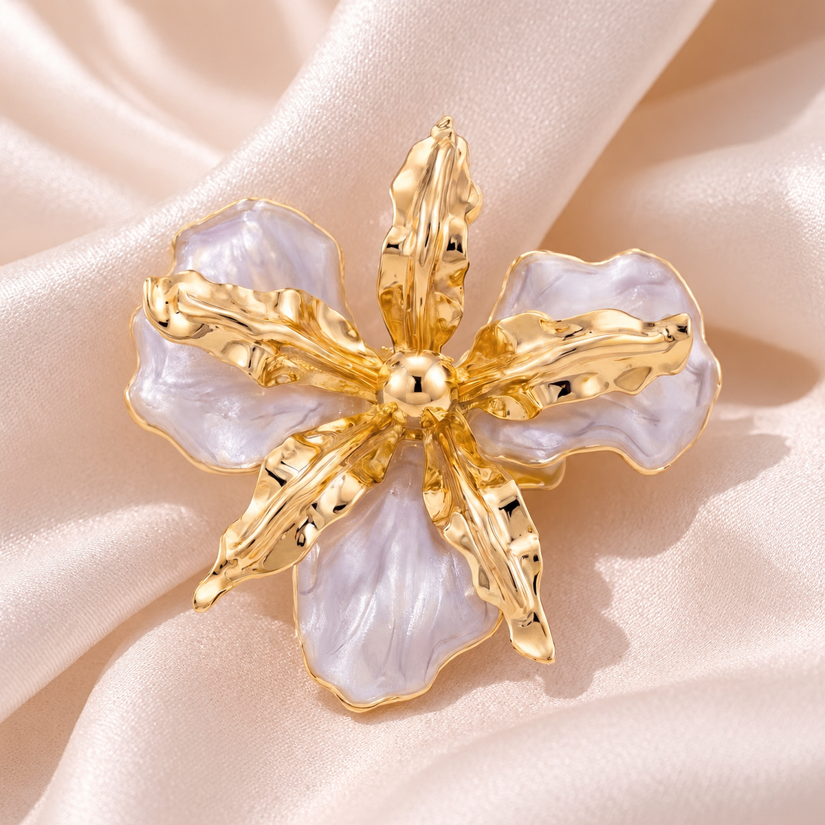 Golden Bloom Enamel Flower Ring