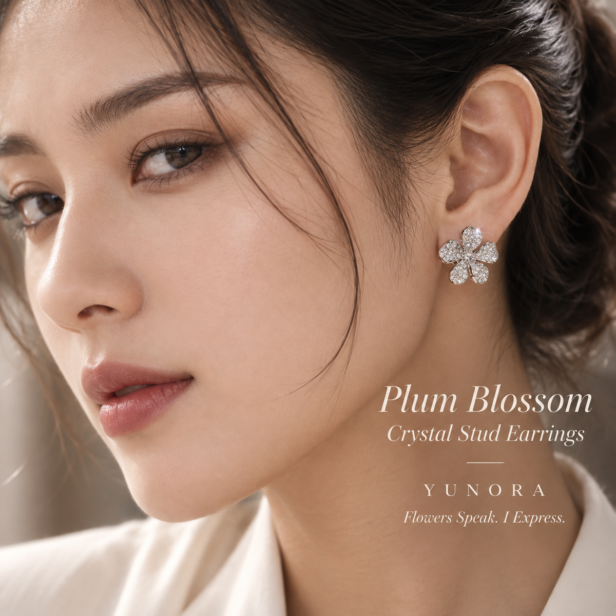 Plum Blossom Crystal Stud Earrings