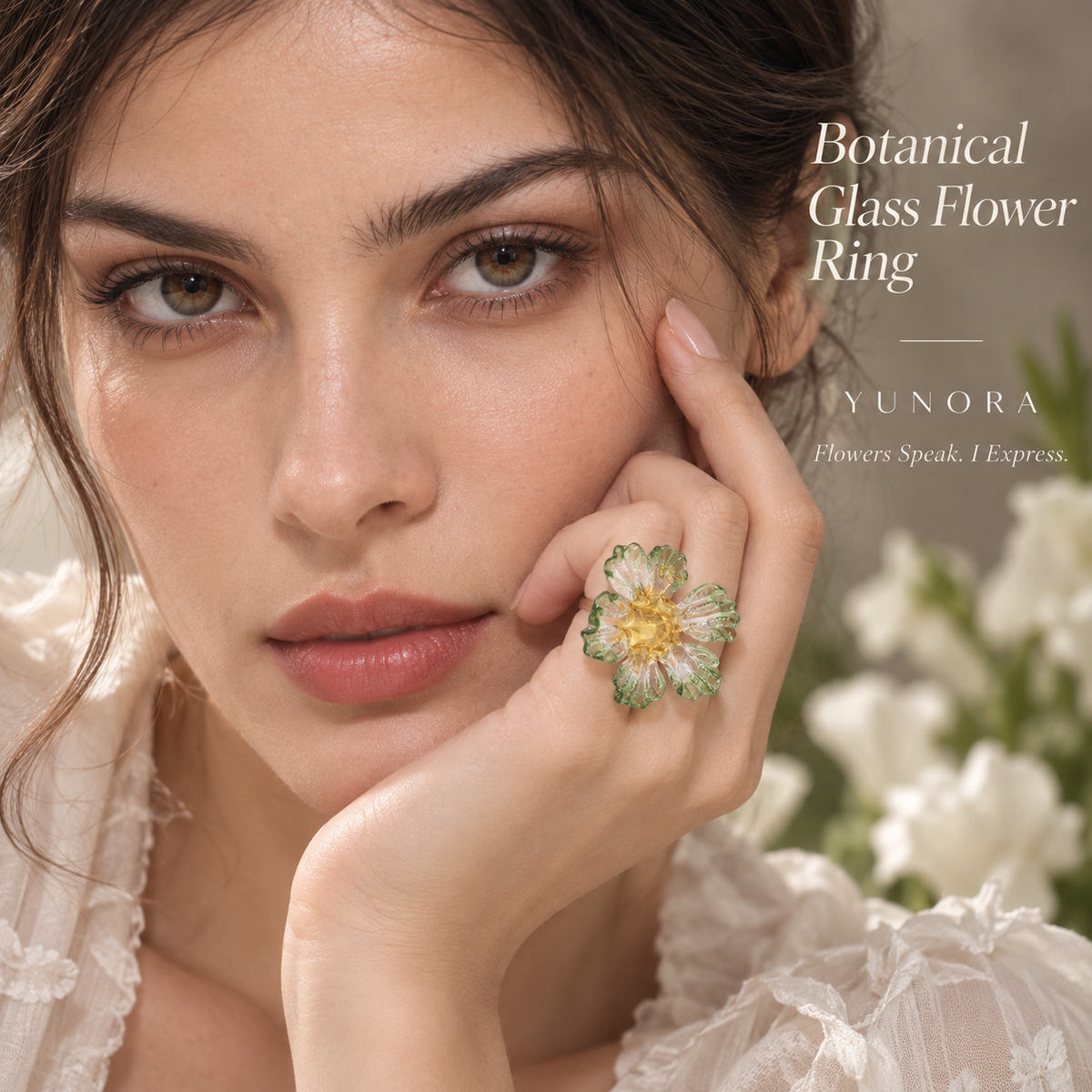 Botanical Glass Flower Ring