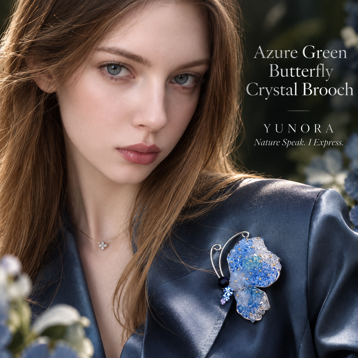 Azure Green Butterfly Crystal Brooch