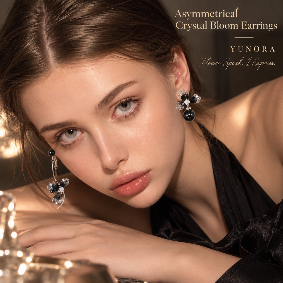 Asymmetrical Crystal Bloom Earrings