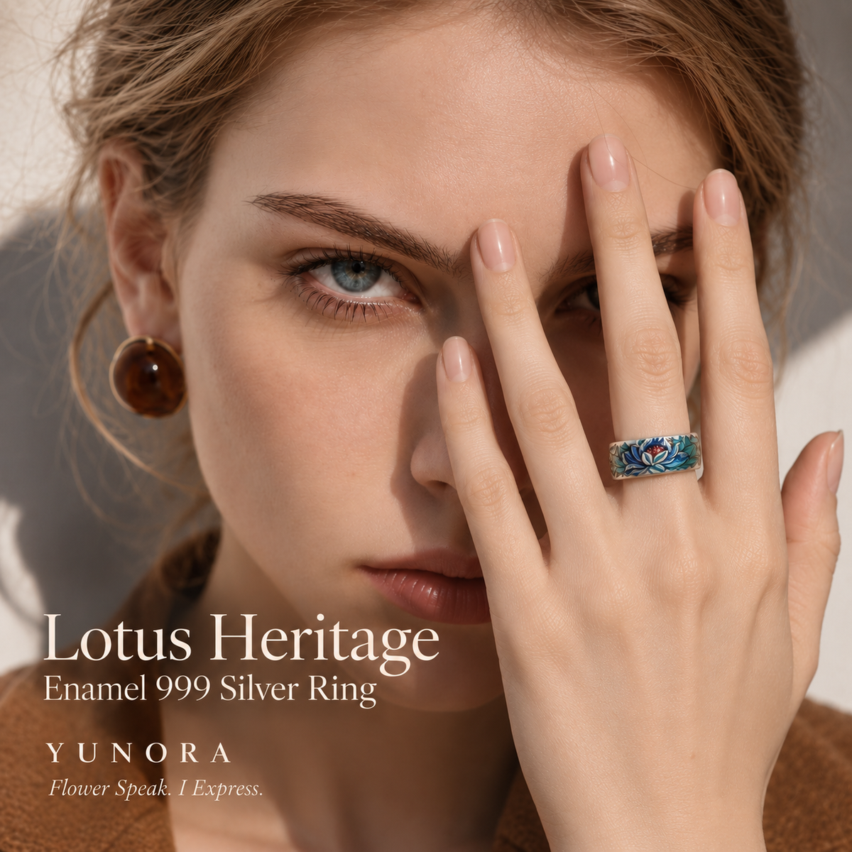 Lotus Heritage Enamel 999 Silver Ring