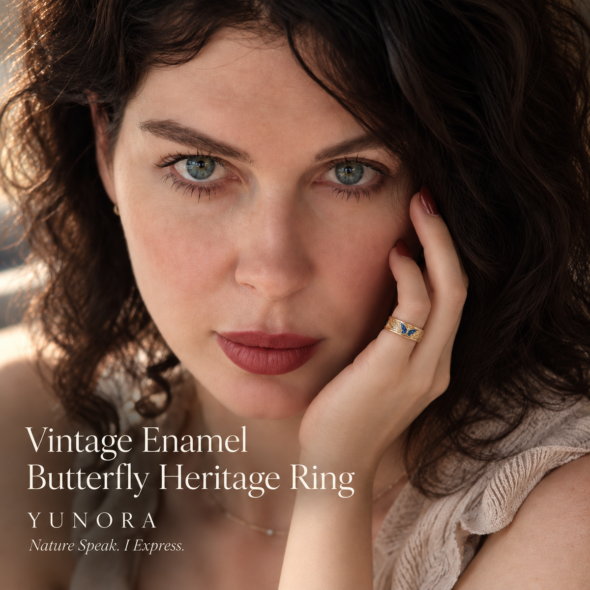 Vintage Enamel Butterfly Heritage Ring