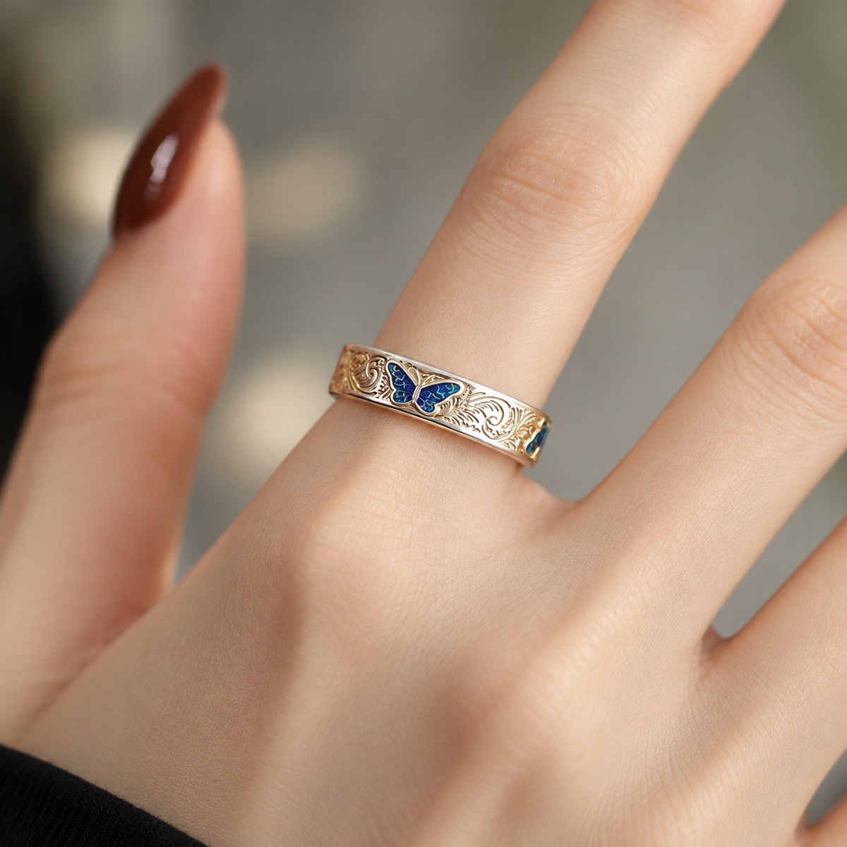 Vintage Enamel Butterfly Heritage Ring