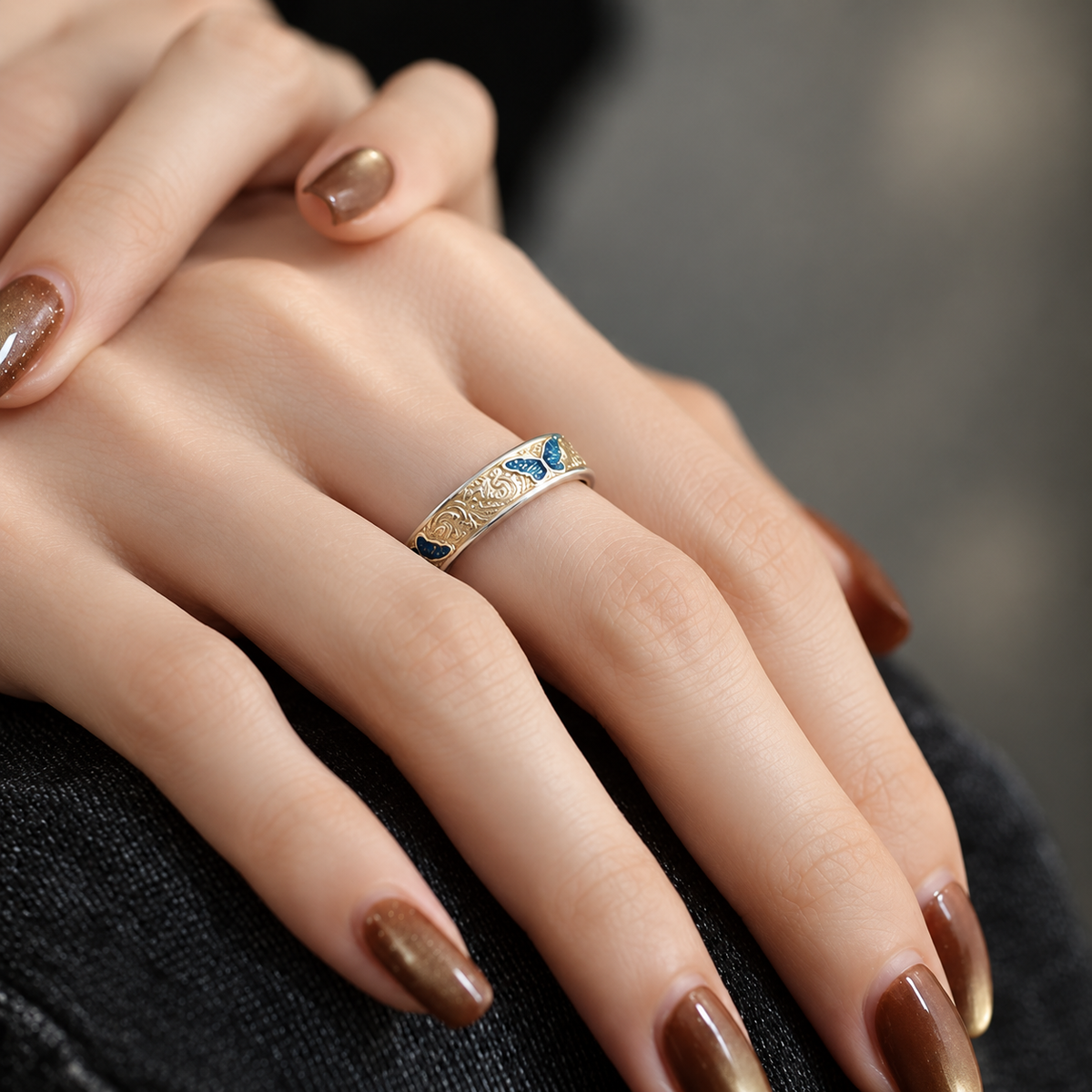 Vintage Enamel Butterfly Heritage Ring