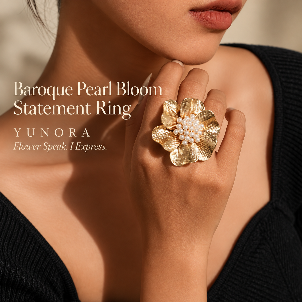 Baroque Pearl Bloom Statement Ring