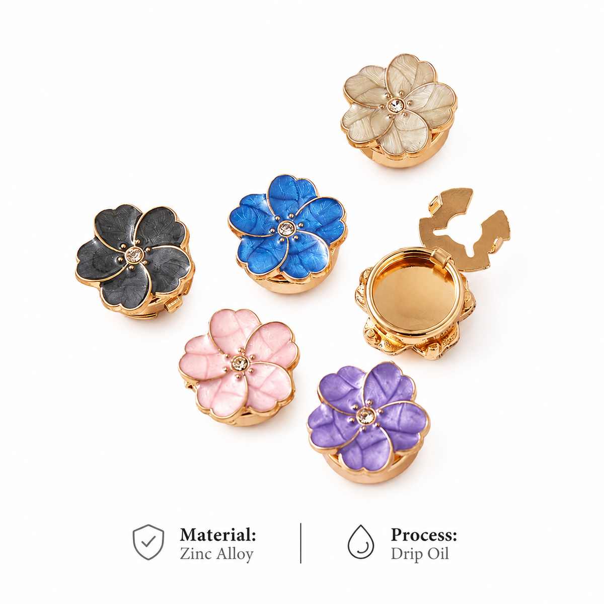 Floral Enamel Heritage Cuff Clips