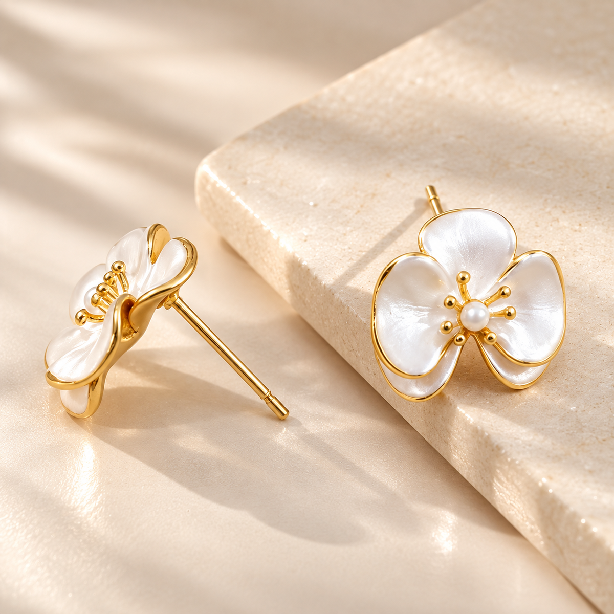 Ivory Bloom Vintage Stud Earrings