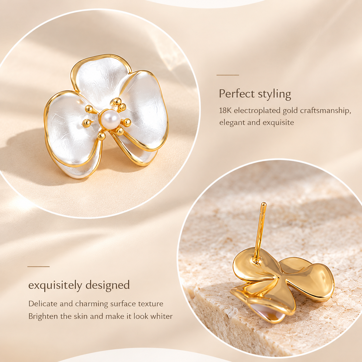 Ivory Bloom Vintage Stud Earrings