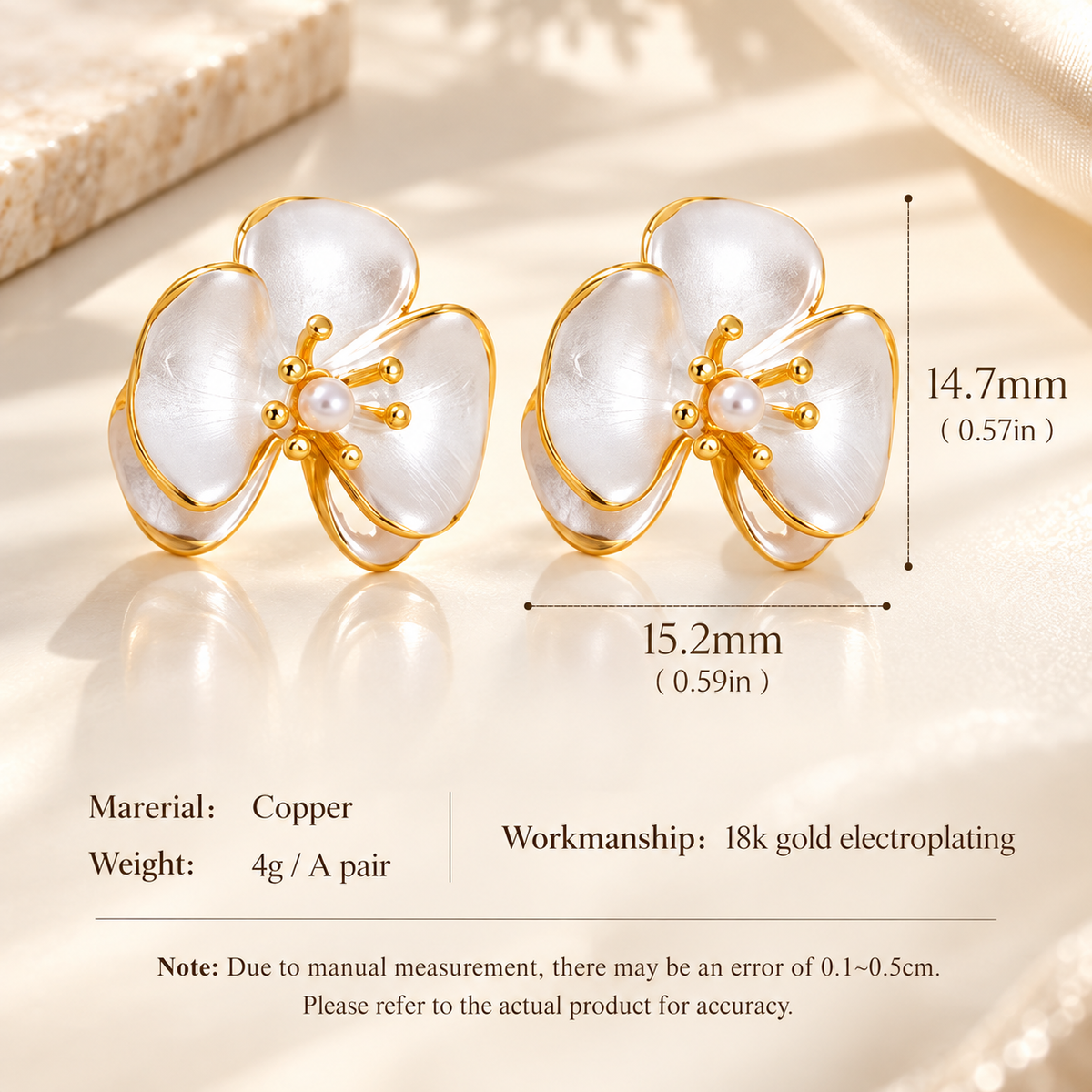 Ivory Bloom Vintage Stud Earrings