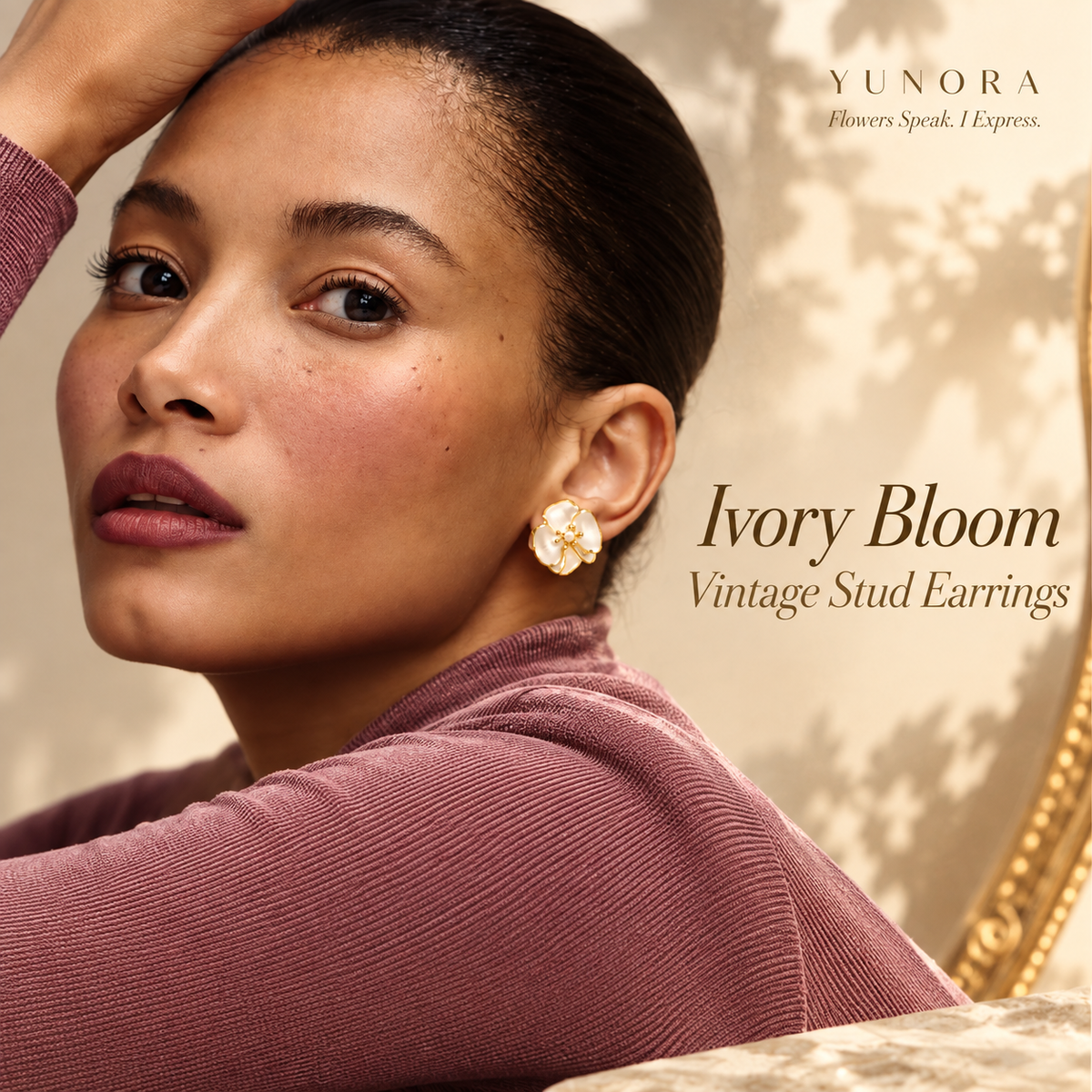 Ivory Bloom Vintage Stud Earrings