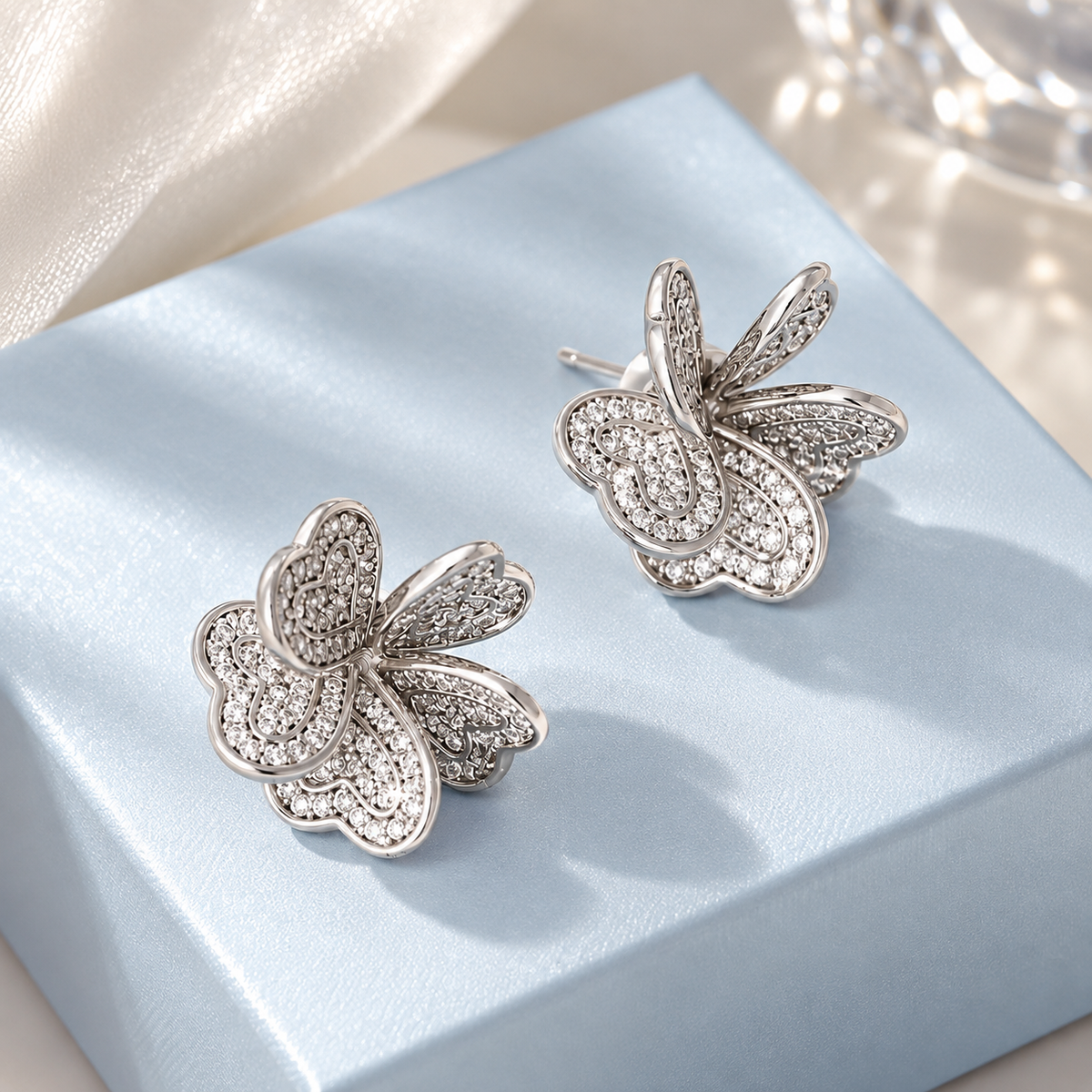 Sculptural Bloom Crystal Stud Earrings