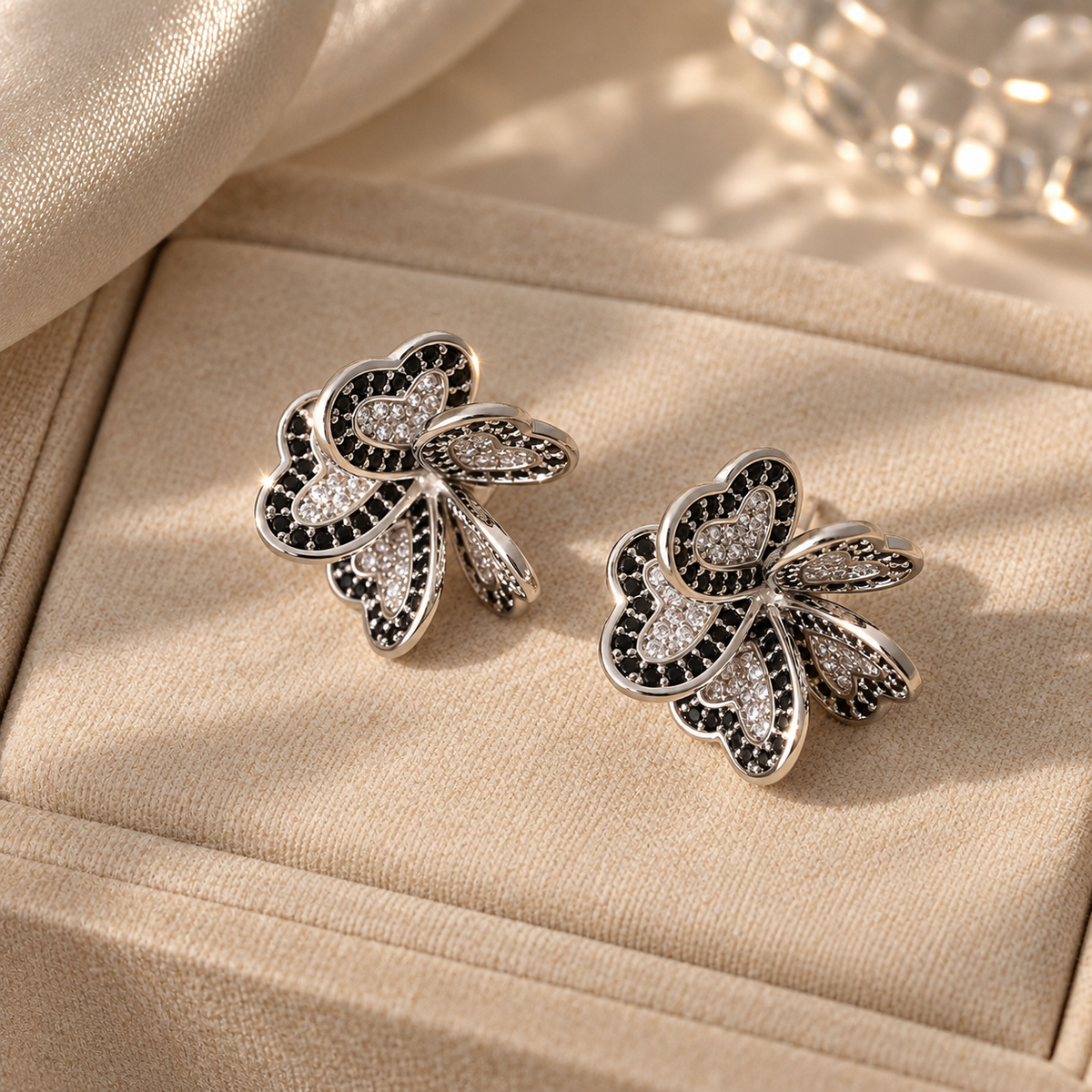 Sculptural Bloom Crystal Stud Earrings