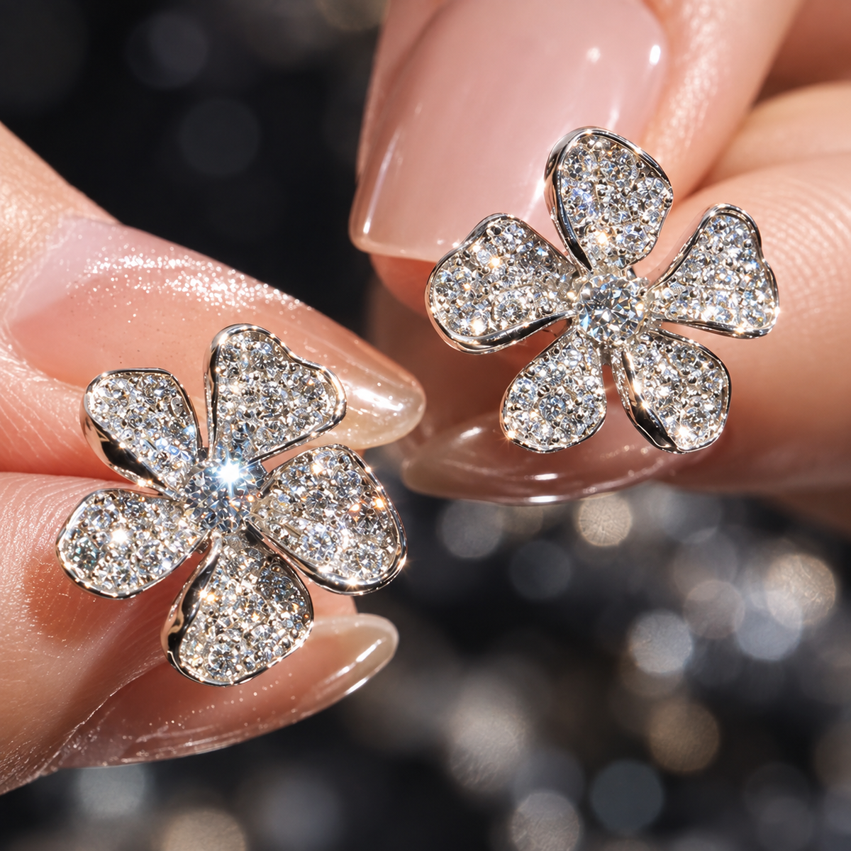 Plum Blossom Crystal Stud Earrings