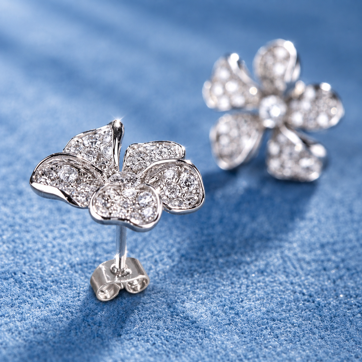 Plum Blossom Crystal Stud Earrings