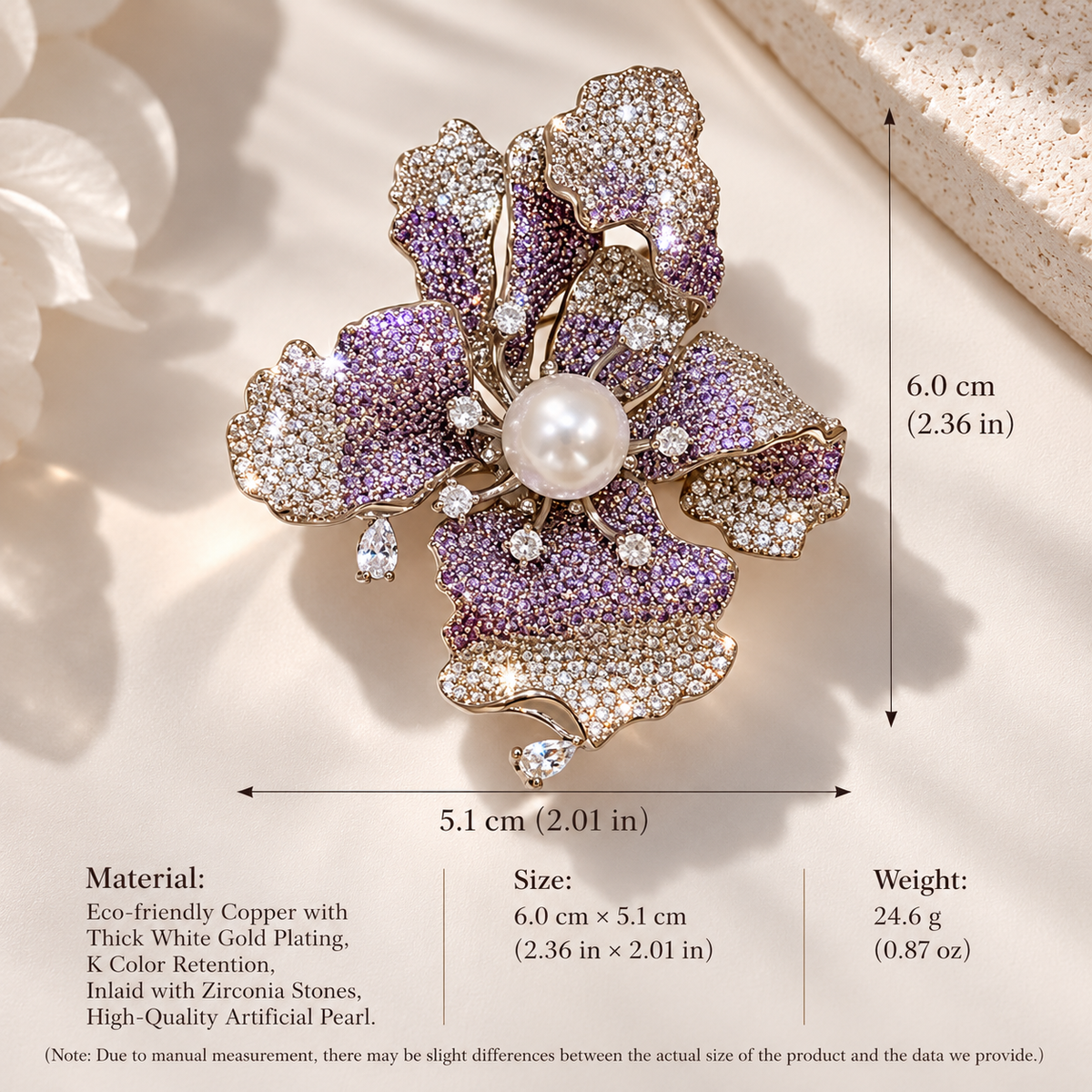 Violet Bloom Crystal Statement Brooch