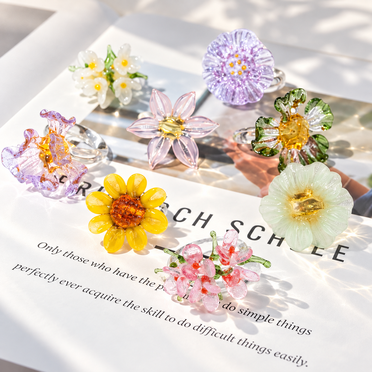 Botanical Glass Flower Ring
