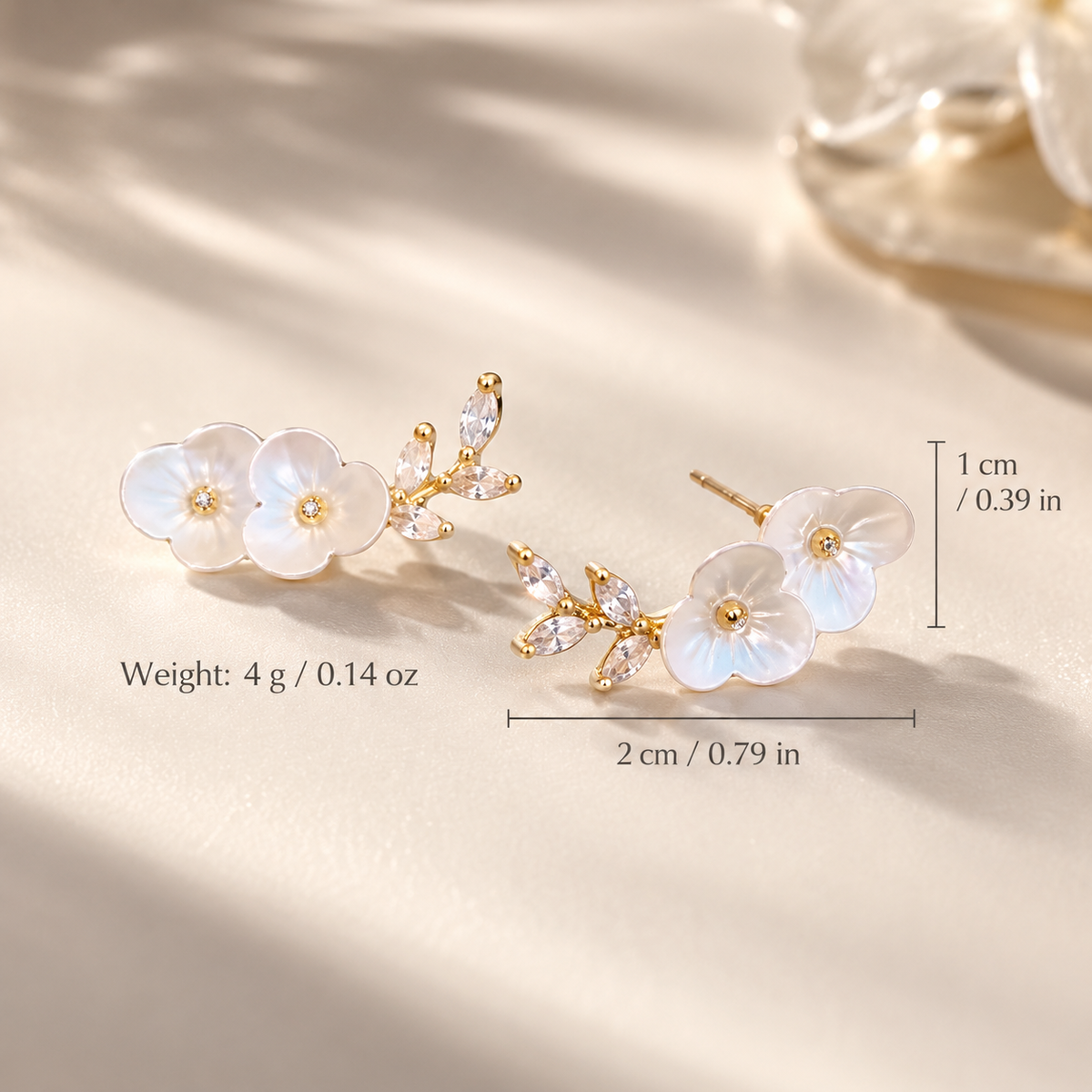 Free gift-White Plum Blossom Branch Stud Earrings