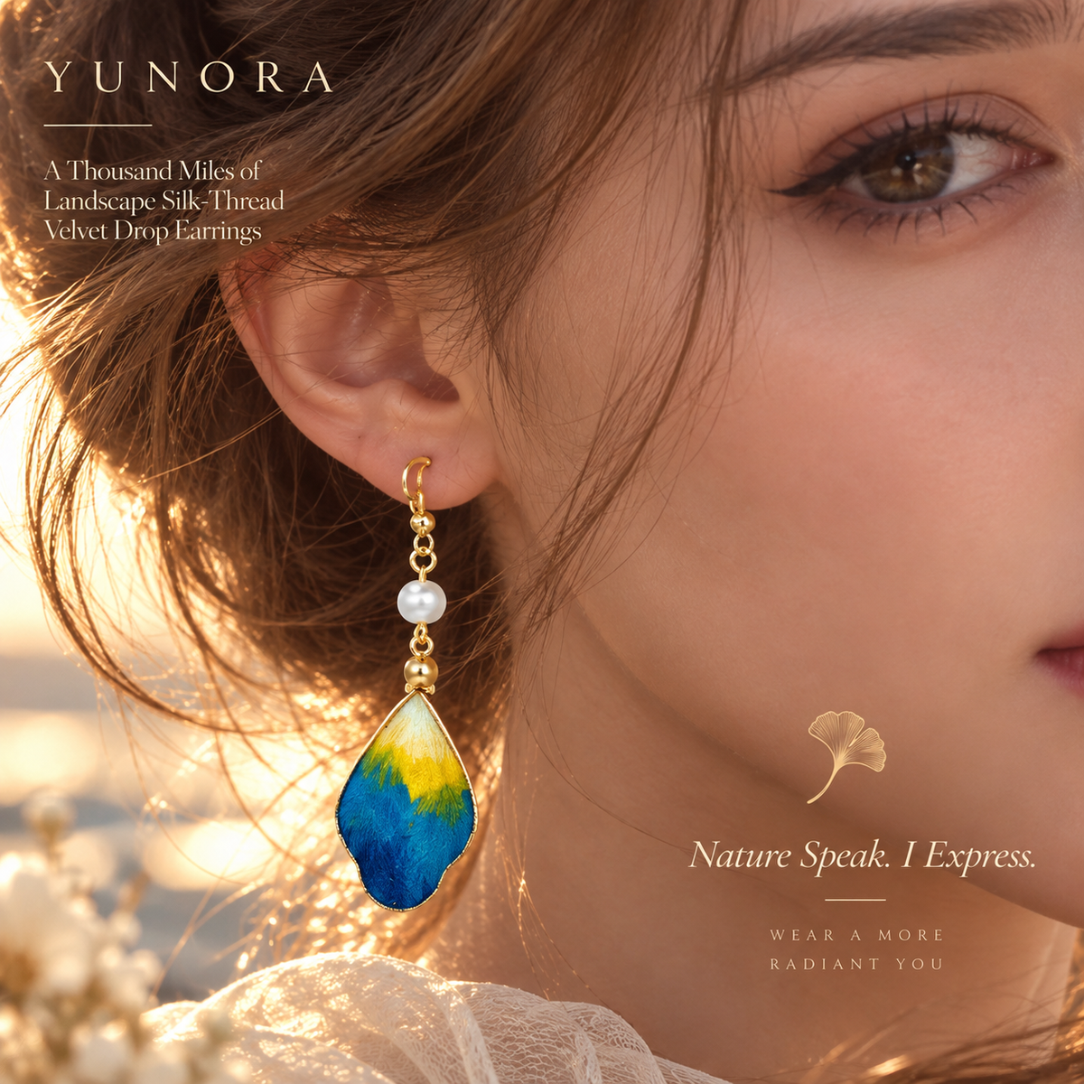 A Thousand Miles of Landscape Silk-Thread Velvet Drop Earrings
