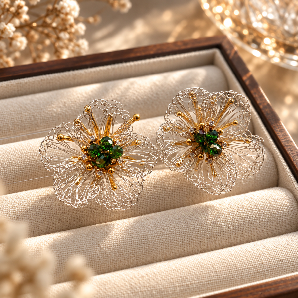 Botanical Wirework Flower Earrings