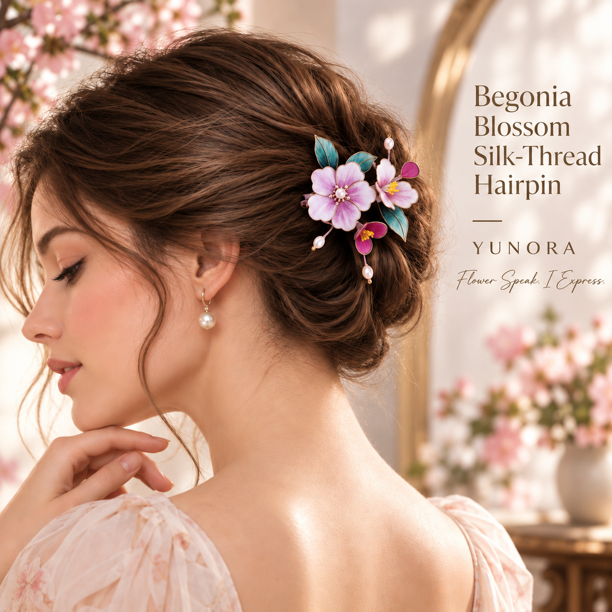 Begonia Blossom Silk-Thread Hairpin