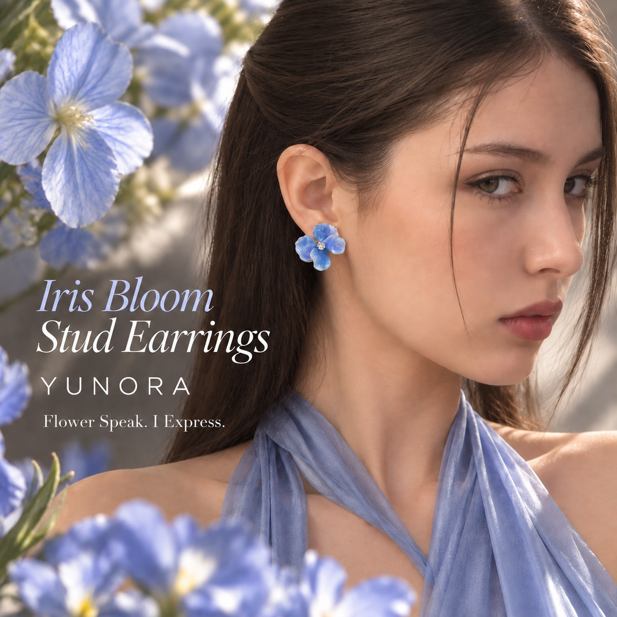 Iris Bloom Stud Earrings
