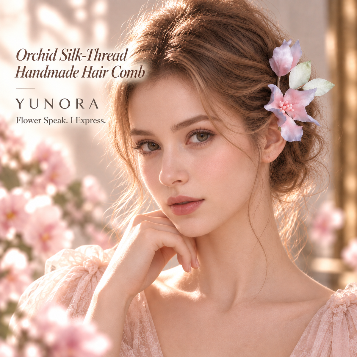 Orchid Silk-Thread Handmade Hair Comb