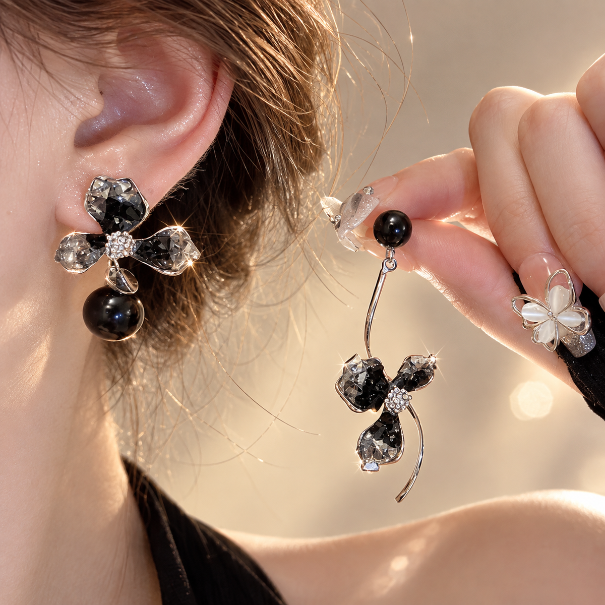 Asymmetrical Crystal Bloom Earrings