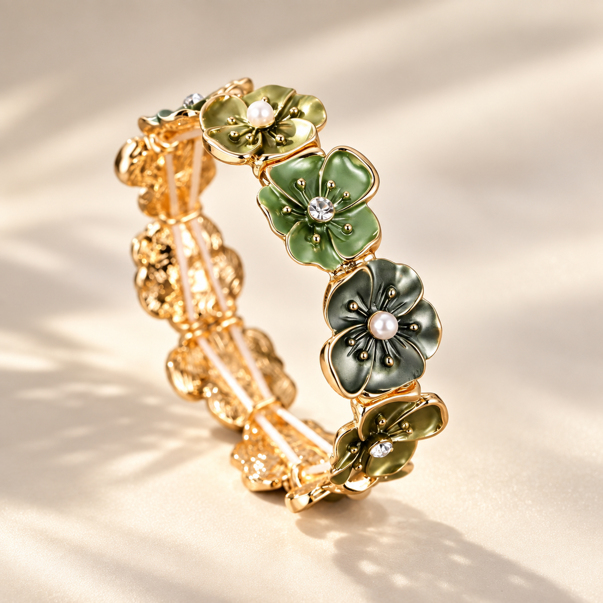 Botanical Enamel Five-Petal Blossom Bracelet