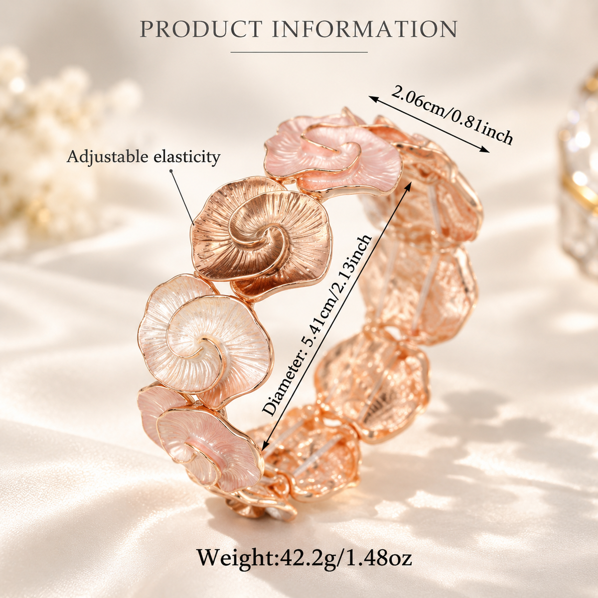 Rose Bloom Enamel Stretch Bracelet
