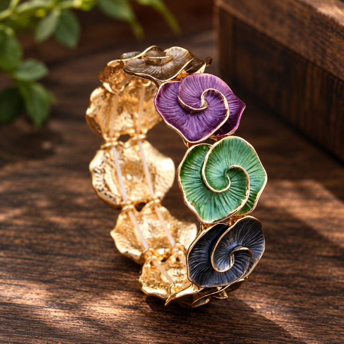 Rose Bloom Enamel Stretch Bracelet