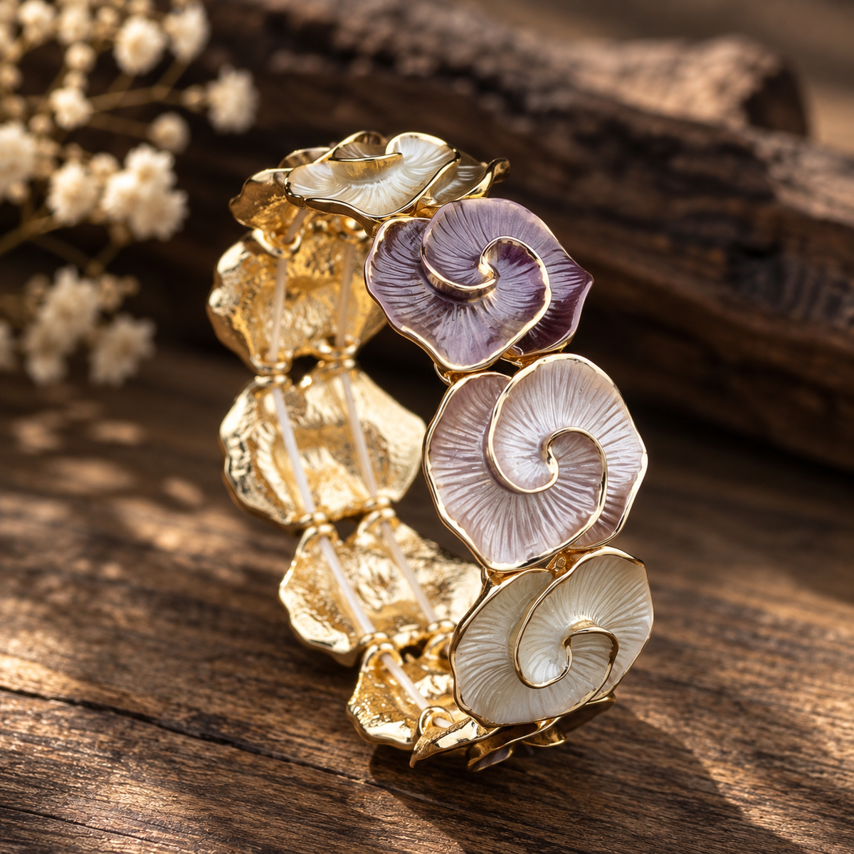 Rose Bloom Enamel Stretch Bracelet
