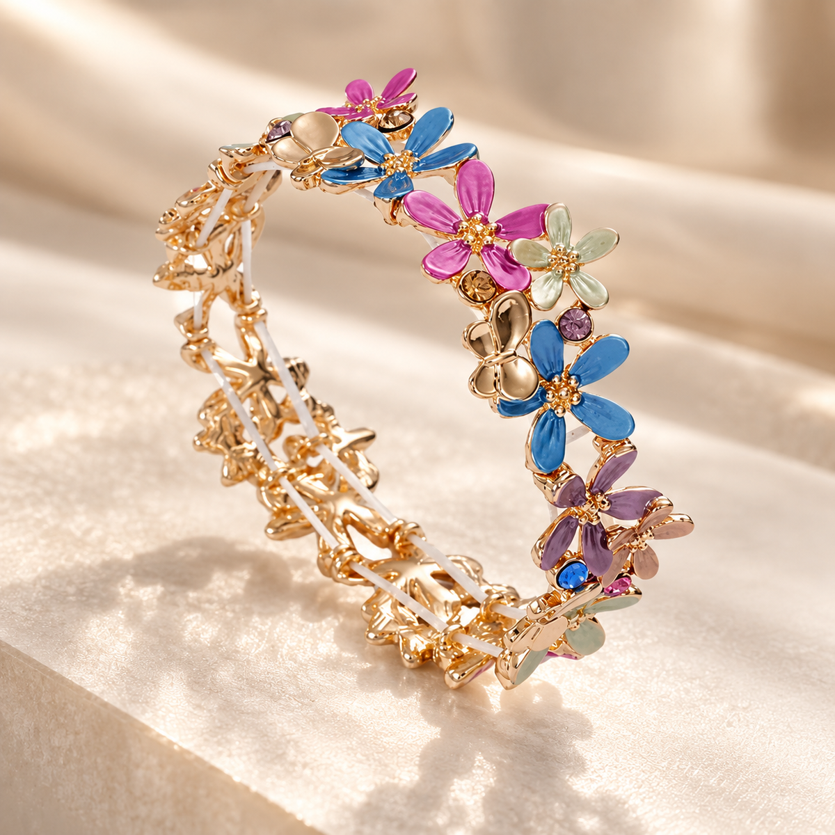 Petite Floral Enamel Stretch Bracelet