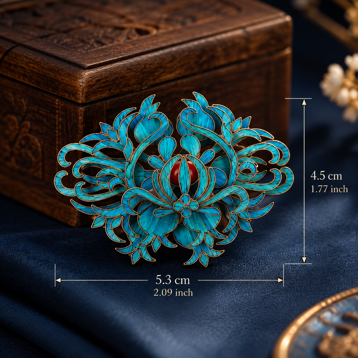 Turquoise Floral Cloisonné Brooch