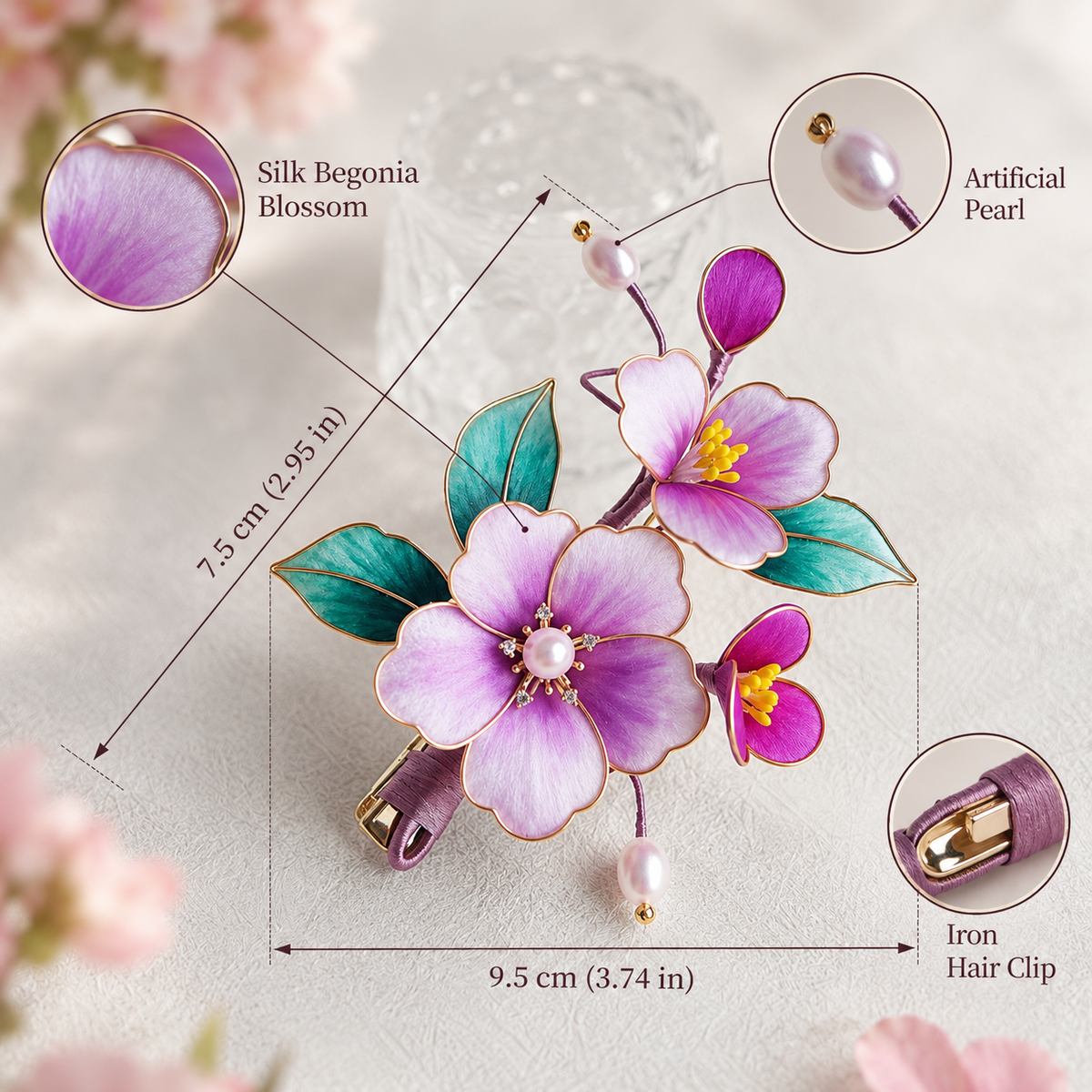Begonia Blossom Silk-Thread Hairpin