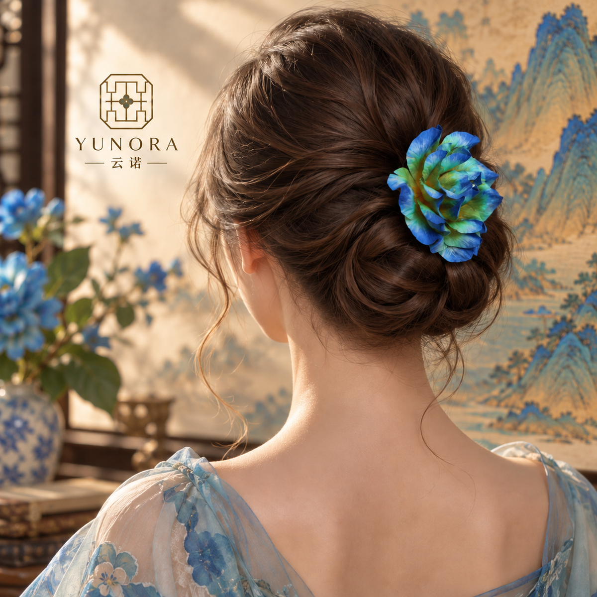 China Rose Silk-Velvet Handmade Soft Hair Stick